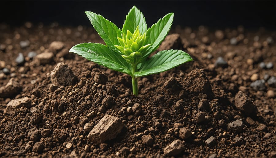Gardener's hands holding dark organic soil with compost and natural amendments