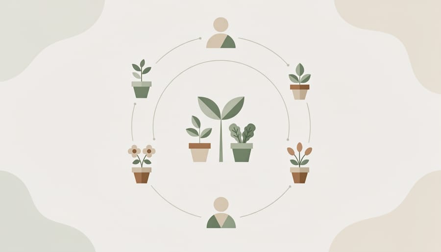 Hands connecting plants together symbolizing collaboration between gardening bloggers