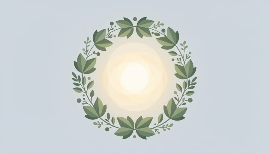 Thriving leafy greens surrounding a central indoor grow light glow in a clean studio setting