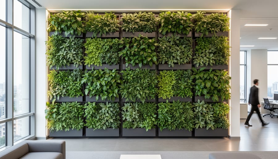 Outdoor modular living wall system with thriving plants
